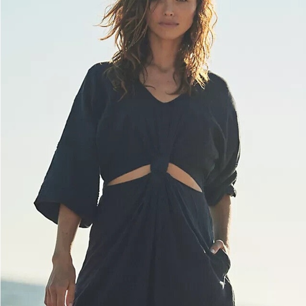 Free People “Knotty But Nice” Romper in XS washed black